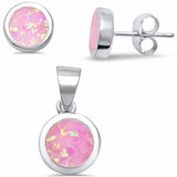 Solitaire Jewelry Set Bezel Lab Created Opal 925 Sterling Silver