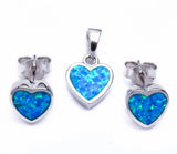 Heart Jewelry Set Created Opal 925 Sterling Silver Choose Color