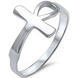 Petite Dainty Sideways Egyptian Ankh Cross Ring 925 Sterling Silver