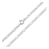 4MM 100 Rhodium Finished Figaro .925 Sterling Silver Chain Length "7-28"