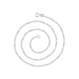 1.5MM 040 Rhodium Plated Figaro Chain .925 Sterling Silver "16-20"