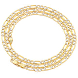 6.2MM Pave Figaro Yellow Gold Chain .925 Sterling Silver Length "8-28" Inches