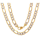 5MM Pave Figaro Yellow Gold Chain .925 Sterling Silver Length "7-26" Inches