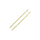6.2MM Pave Figaro Yellow Gold Chain .925 Sterling Silver Length "8-28" Inches