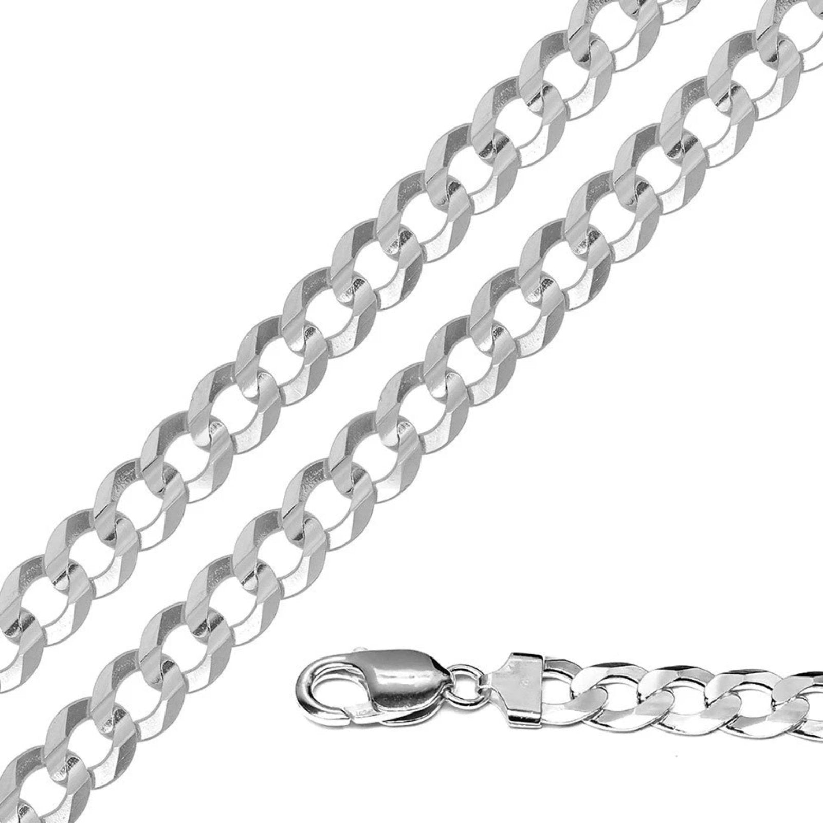 3MM 050 Curb Flat Link Chain .925 Solid Sterling Silver Sizes "16-20"