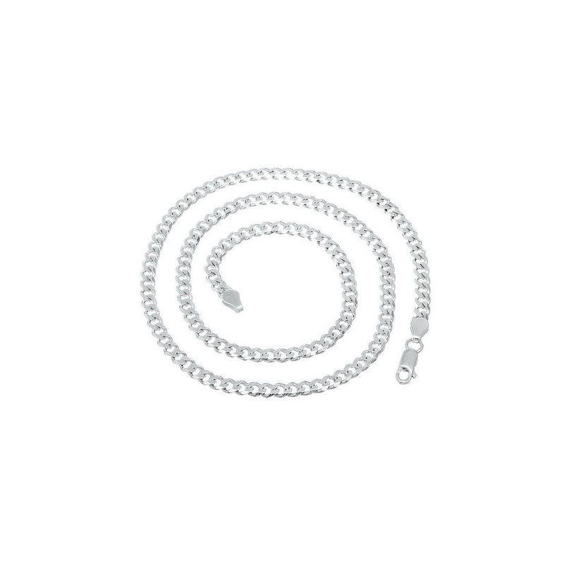 7.5MM 180 Flat Pave Curb Chain .925 Solid Sterling Silver Sizes "8-30" Inches