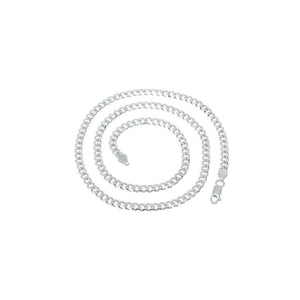 6.4MM 160 Flat Pave Curb Chain .925 Solid Sterling Silver Sizes "8-30" Inches