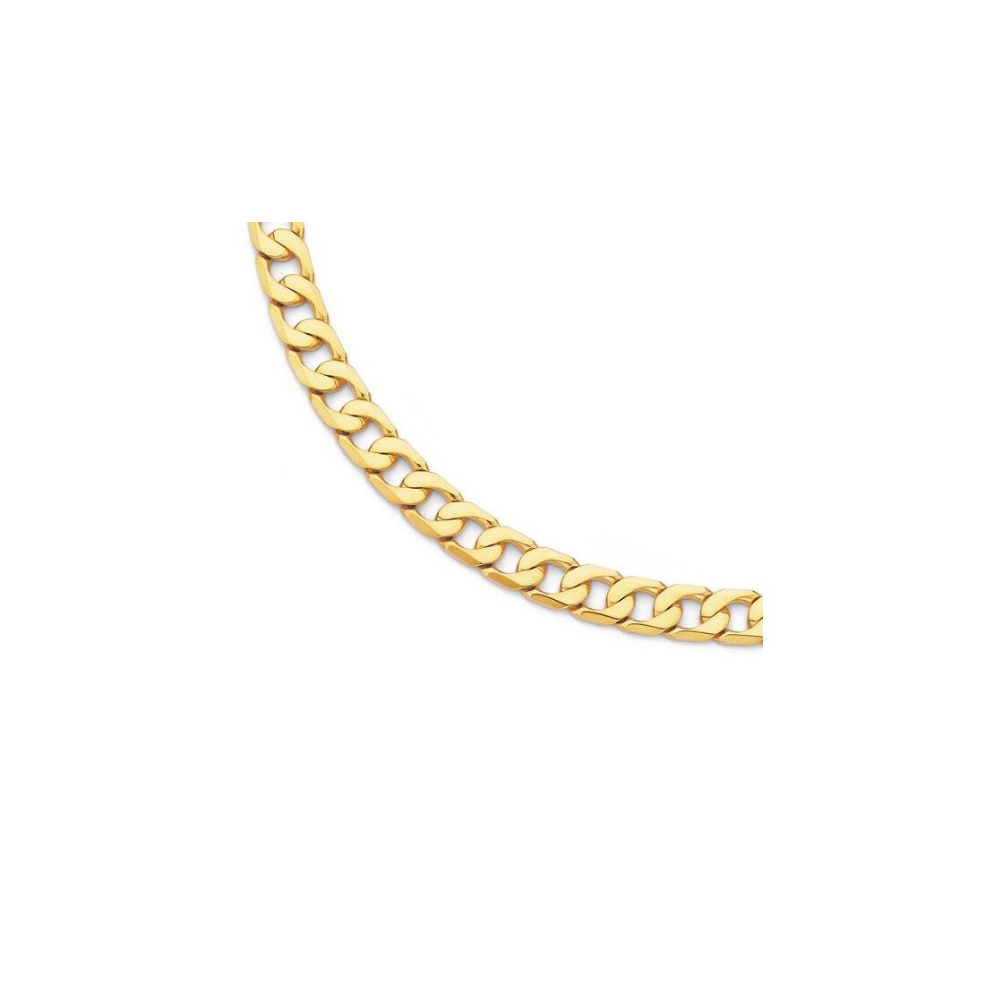 11MM Yellow Gold Flat Curb Chain .925 Solid Sterling Silver Sizes 8-28"