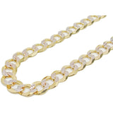 11MM Yellow Gold Flat Pave Curb Chain .925 Solid Sterling Silver 8