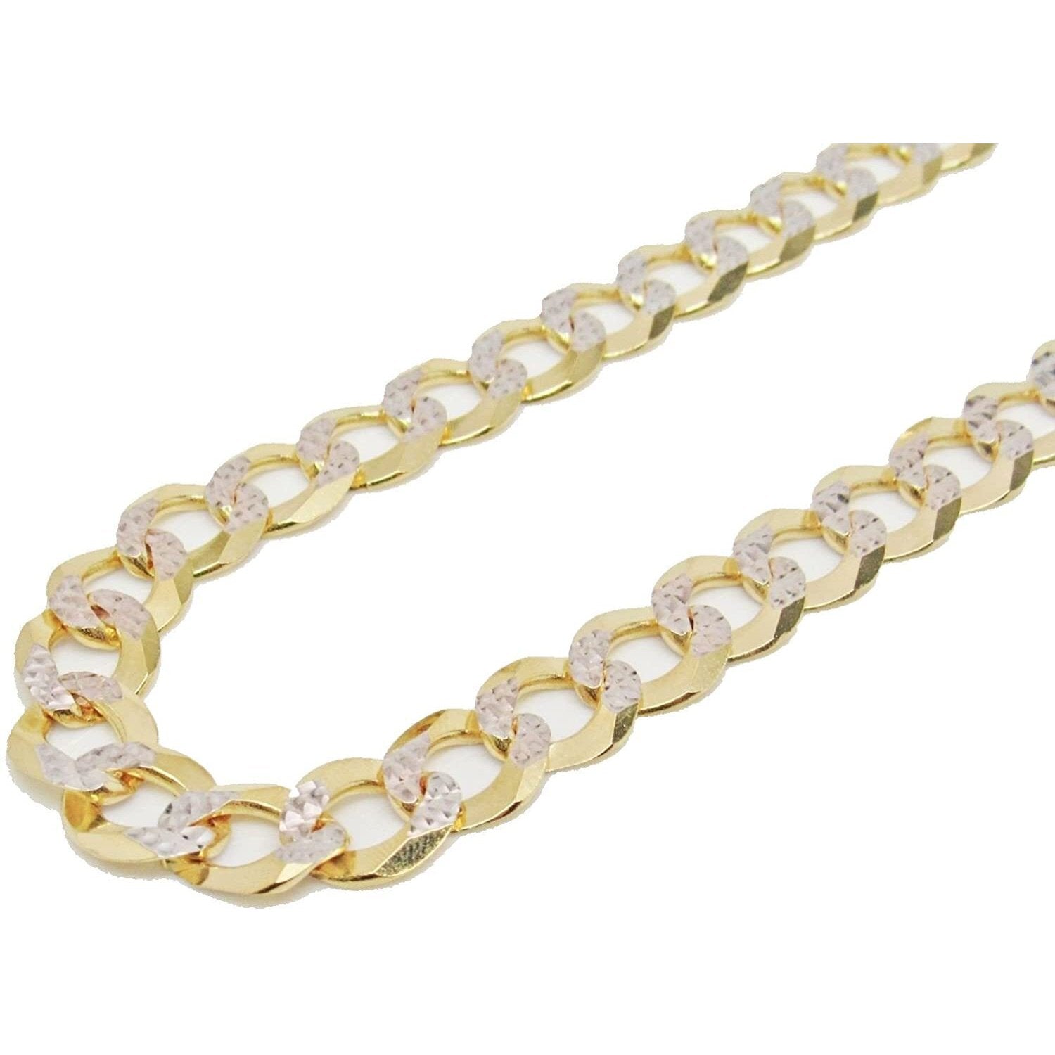 Yellow Gold Flat Pave Curb Chain .925 Solid Sterling Silver