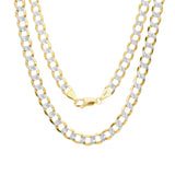 Yellow Gold Flat Pave Curb Chain .925 Solid Sterling Silver