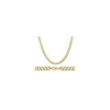 Yellow Gold Flat Pave Curb Chain .925 Solid Sterling Silver