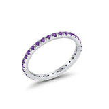 Full Eternity Stackable Band Round Simulated CZ Ring 925 Sterling Silver