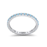 Full Eternity Stackable Band Round Simulated CZ Ring 925 Sterling Silver