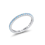 Full Eternity Stackable Band Round Simulated CZ Ring 925 Sterling Silver