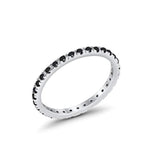 Full Eternity Stackable Band Round Simulated CZ Ring 925 Sterling Silver