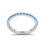 Full Eternity Stackable Band Round Simulated CZ Ring 925 Sterling Silver