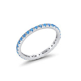 Full Eternity Stackable Band Round Simulated CZ Ring 925 Sterling Silver