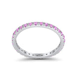 Full Eternity Stackable Band Round Simulated CZ Ring 925 Sterling Silver