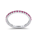 Full Eternity Stackable Band Round Simulated CZ Ring 925 Sterling Silver