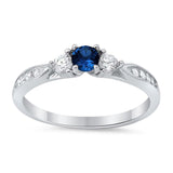 3-Stone Wedding Engagement Ring Round Cubic Zirconia Three Stone 925 Sterling Silver Choose Color