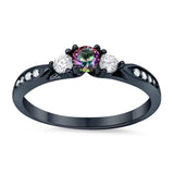 3-Stone Wedding Engagement Ring Round Cubic Zirconia Three Stone 925 Sterling Silver Choose Color