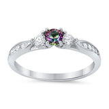 3-Stone Wedding Engagement Ring Round Cubic Zirconia Three Stone 925 Sterling Silver Choose Color