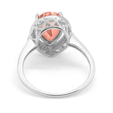 Halo Teardrop Pear Shape Simulated Cubic Zirconia Ring  925 Sterling Silver