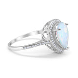 Halo Teardrop Pear Shape Simulated Cubic Zirconia Ring  925 Sterling Silver