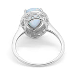 Halo Teardrop Pear Shape Simulated Cubic Zirconia Ring  925 Sterling Silver
