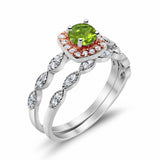 Art Deco Bridal Set Piece Ring Two Tone Round Simulated CZ 925 Sterling Silver