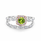 Art Deco Bridal Set Piece Ring Two Tone Round Simulated CZ 925 Sterling Silver