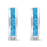 Hoop Huggie Earrings Lab Created Opal 925 Sterling Silver (12mm)