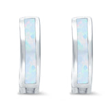 Hoop Huggie Earrings Lab Created Opal 925 Sterling Silver (12mm)