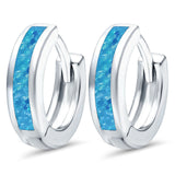 Hoop Huggie Earrings Lab Created Opal 925 Sterling Silver (12mm)