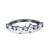 Art Deco Marquise Baguette Half Eternity Wedding Band Ring Simulated CZ 925 Sterling Silver