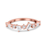 Art Deco Marquise Baguette Half Eternity Wedding Band Ring Simulated CZ 925 Sterling Silver