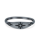 North Star Ring Oxidized Band Solid 925 Sterling Silver Thumb Ring (6mm)