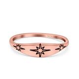 North Star Ring Oxidized Band Solid 925 Sterling Silver Thumb Ring (6mm)