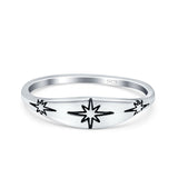 North Star Ring Oxidized Band Solid 925 Sterling Silver Thumb Ring (6mm)