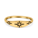 North Star Ring Oxidized Band Solid 925 Sterling Silver Thumb Ring (6mm)