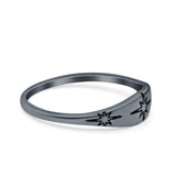 North Star Ring Oxidized Band Solid 925 Sterling Silver Thumb Ring (6mm)