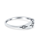North Star Ring Oxidized Band Solid 925 Sterling Silver Thumb Ring (6mm)