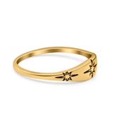 North Star Ring Oxidized Band Solid 925 Sterling Silver Thumb Ring (6mm)