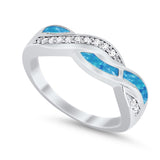 Half Eternity Weave Knot Ring Crisscross Simulated CZ 925 Sterling Silver