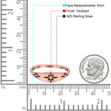 North Star Ring Oxidized Band Solid 925 Sterling Silver Thumb Ring (6mm)