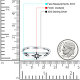 North Star Ring Oxidized Band Solid 925 Sterling Silver Thumb Ring (6mm)