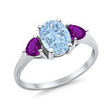 Fashion Promise Ring 3-Stone Simulated Amethyst Cubic Zirconia 925 Sterling Silver