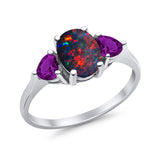 Fashion Promise Ring 3-Stone Simulated Amethyst Cubic Zirconia 925 Sterling Silver