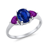 Fashion Promise Ring 3-Stone Simulated Amethyst Cubic Zirconia 925 Sterling Silver